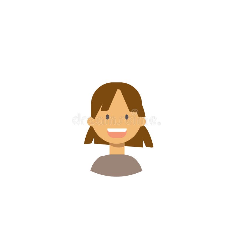 Nette Kinder stellen glückliches Mädchenporträt auf weißem Hintergrund, weibliche Avataraebene gegenüber stock abbildung Nette Kinder stellen glückliches Mädchenporträt auf weißem Hintergrund, weibliche Avataraebene gegenüber stock abbildung