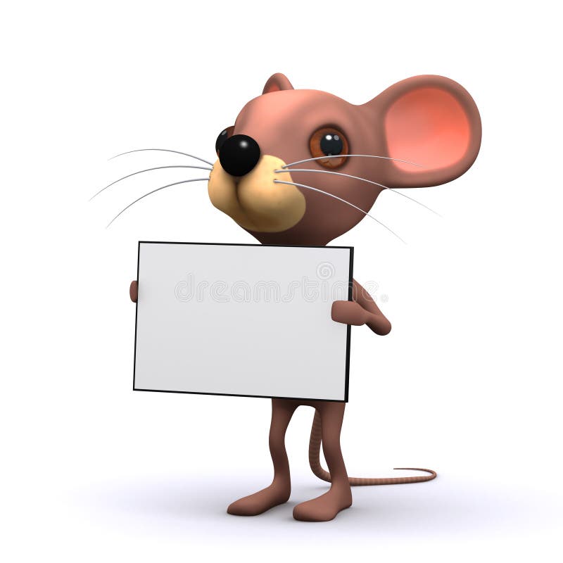 nette Maus 3d, die eine leere Fahne hält lizenzfreie abbildung nette Maus 3d, die eine leere Fahne hält lizenzfreie abbildung