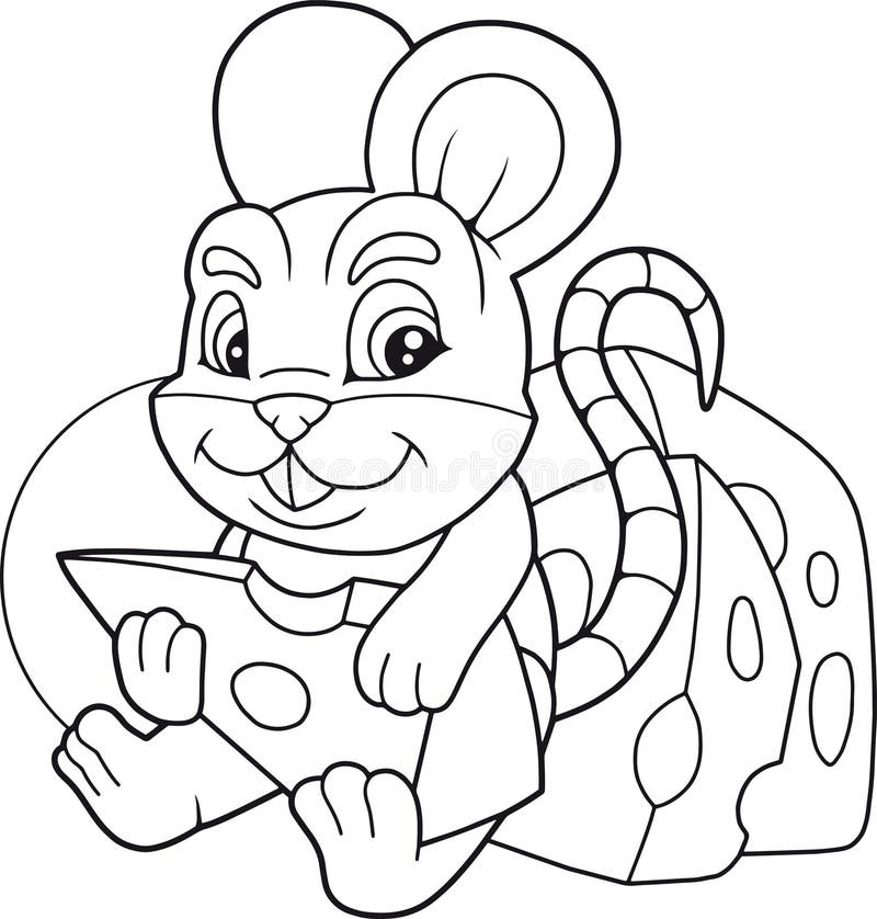 Maus Isst Frucht, Apfel, Birne, Trauben Stock Abbildung