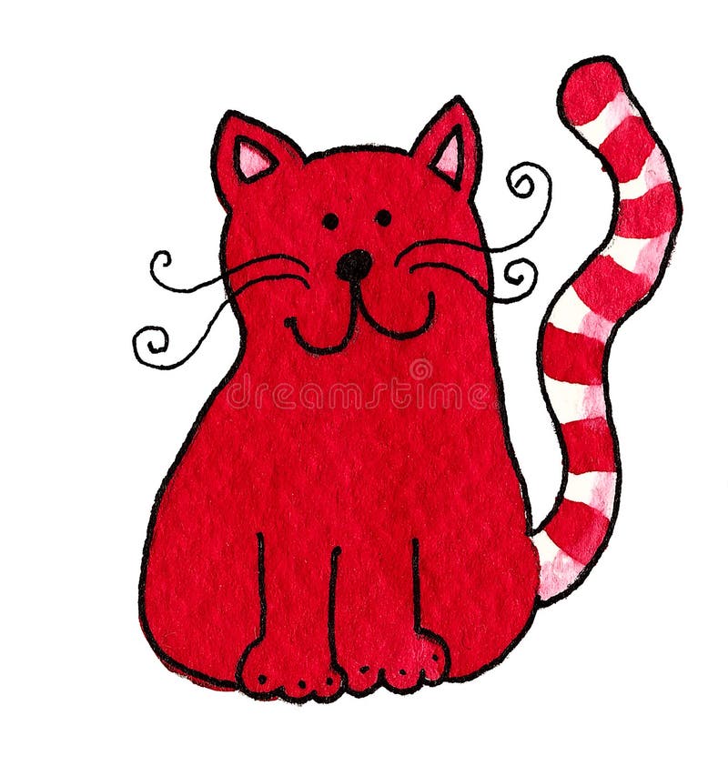 Acrylic illustration of cute red cat. Acrylic illustration of cute red cat