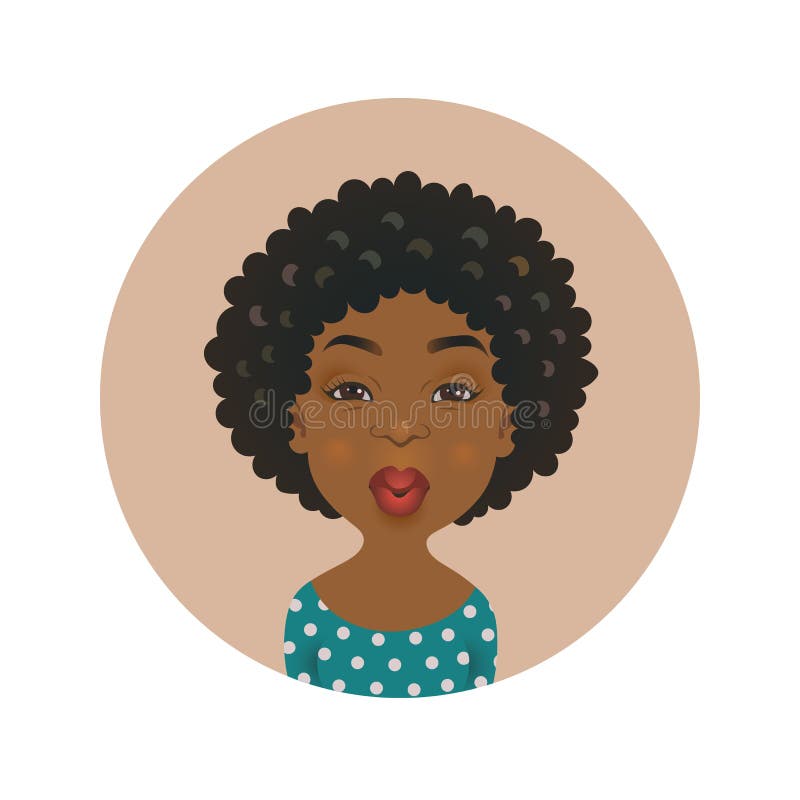 Netter afroer-amerikanisch küssender Frauenavatara Gesichtsausdruck der afrikanischen Mädchenliebe Dunkelhäutige Flirtperson, die stock abbildung Netter afroer-amerikanisch küssender Frauenavatara Gesichtsausdruck der afrikanischen Mädchenliebe Dunkelhäutige Flirtperson, die stock abbildung