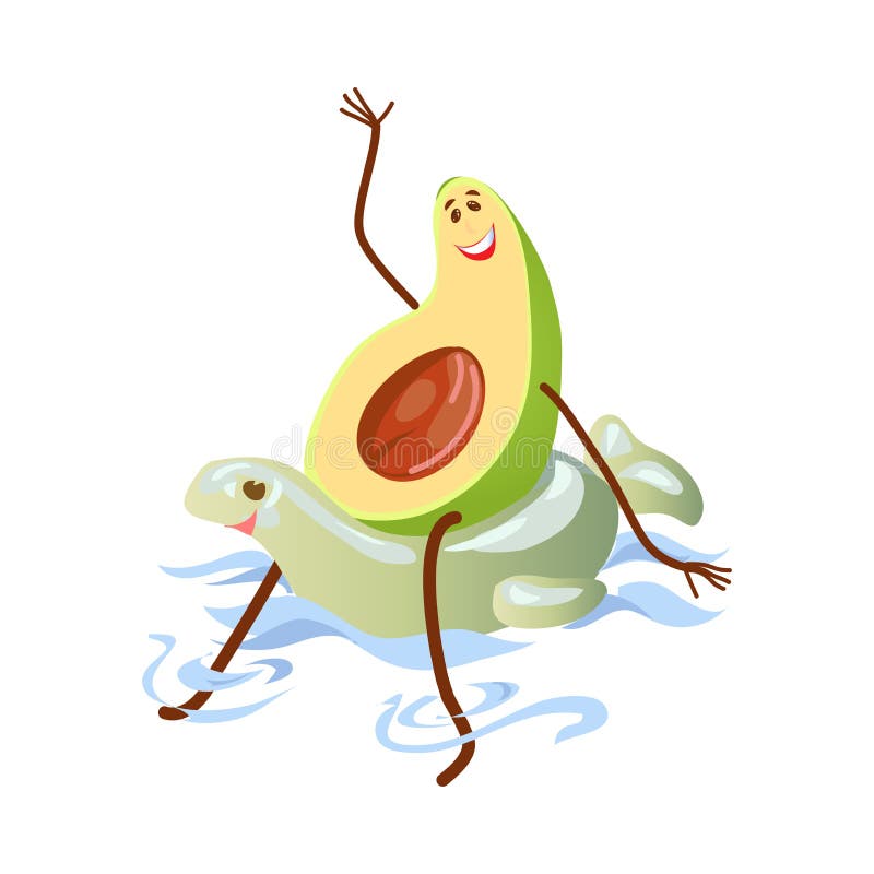 Netter Avocadocharakter schwimmt im Pool mit aufblasbarem Ring vektor abbildung Netter Avocadocharakter schwimmt im Pool mit aufblasbarem Ring vektor abbildung