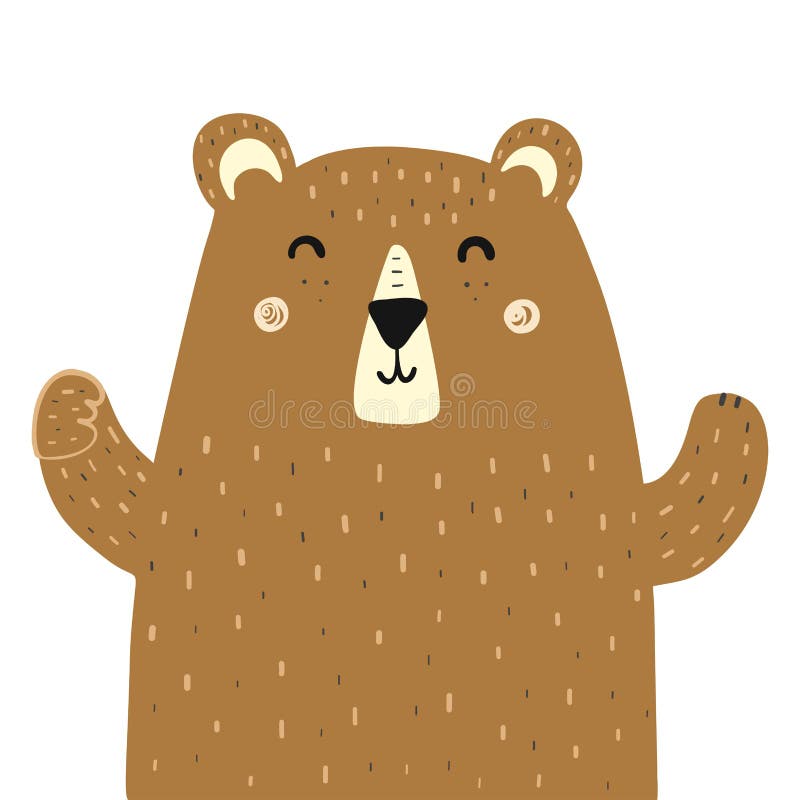 Netter brauner Grizzlybärdruck für Kinder. Waldcharakter vektor abbildung
