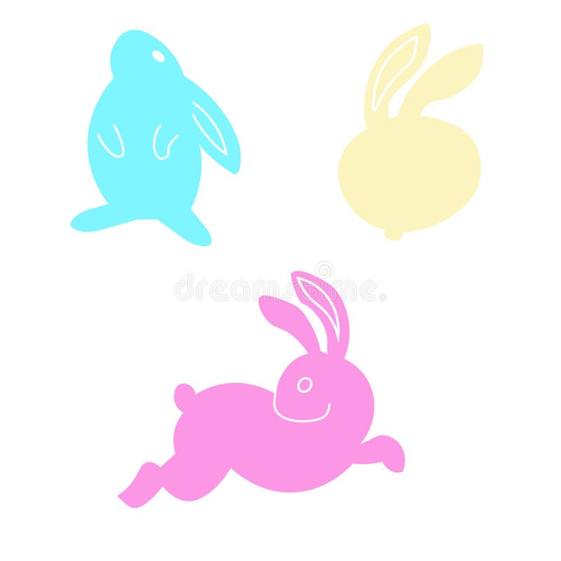 Netter gesetzter Farbe-Osterhase Illustration lokalisiert auf Hintergrund stock abbildung Netter gesetzter Farbe-Osterhase Illustration lokalisiert auf Hintergrund stock abbildung