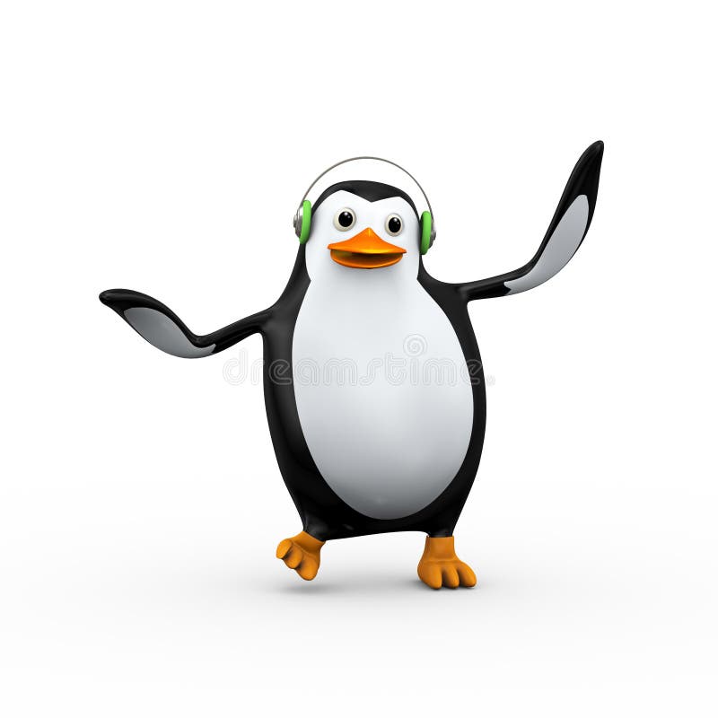 netter glücklicher singender und tanzender Pinguin 3d lizenzfreie abbildung netter glücklicher singender und tanzender Pinguin 3d lizenzfreie abbildung