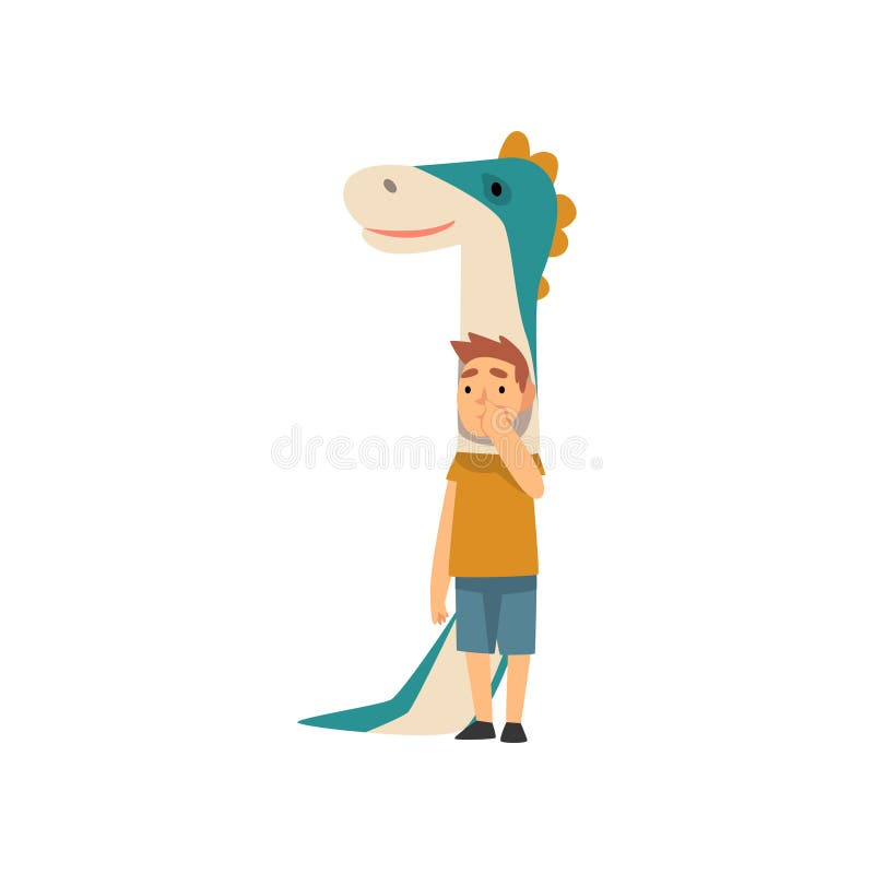 Netter Junge im Dinosaurier-Kostüm, im lustigen Kind gekleidet für Karneval oder in der Maskerade-Partei-Vektor-Illustration lizenzfreie abbildung