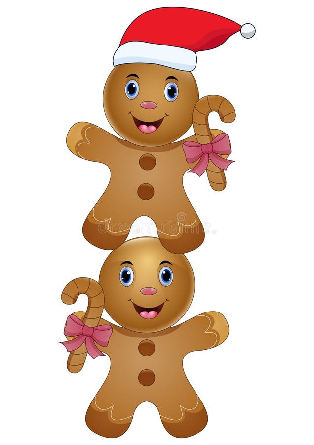 Netter Lebkuchen der Karikatur zwei Weihnachtstraditionelle Plätzchen-Vektorillustration lizenzfreie abbildung Netter Lebkuchen der Karikatur zwei Weihnachtstraditionelle Plätzchen-Vektorillustration lizenzfreie abbildung