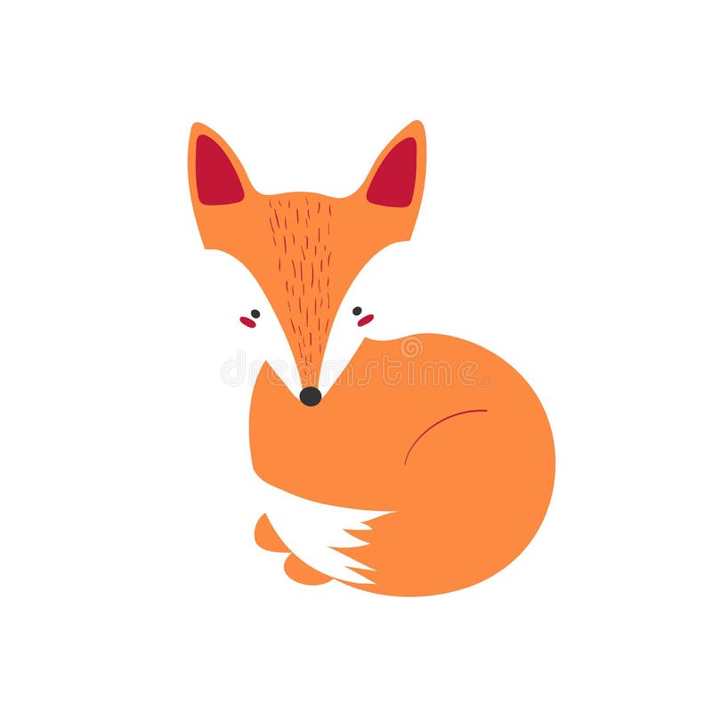 Netter sitzender Fuchs in der modernen einfachen Art Lokalisiertes Illustrationswaldtier vektor abbildung