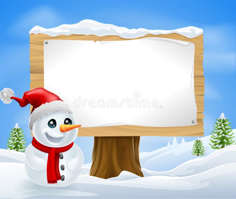 Netter WeihnachtsSchneemann und -zeichen stock abbildung Netter WeihnachtsSchneemann und -zeichen stock abbildung