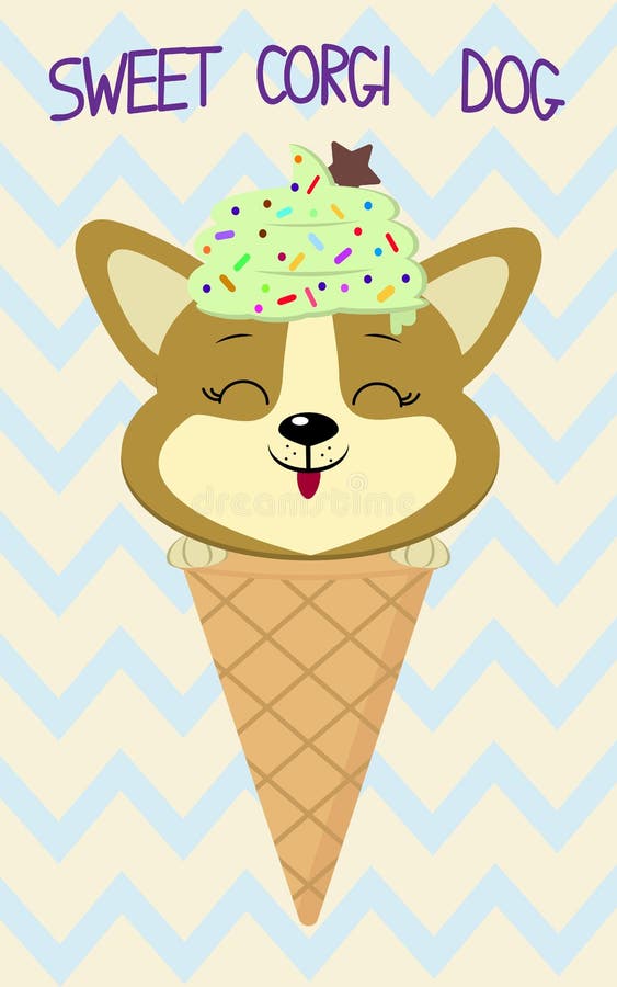 Netter Welpe Corgi im Bild der Eiscreme, Karikaturart lizenzfreie abbildung Netter Welpe Corgi im Bild der Eiscreme, Karikaturart lizenzfreie abbildung