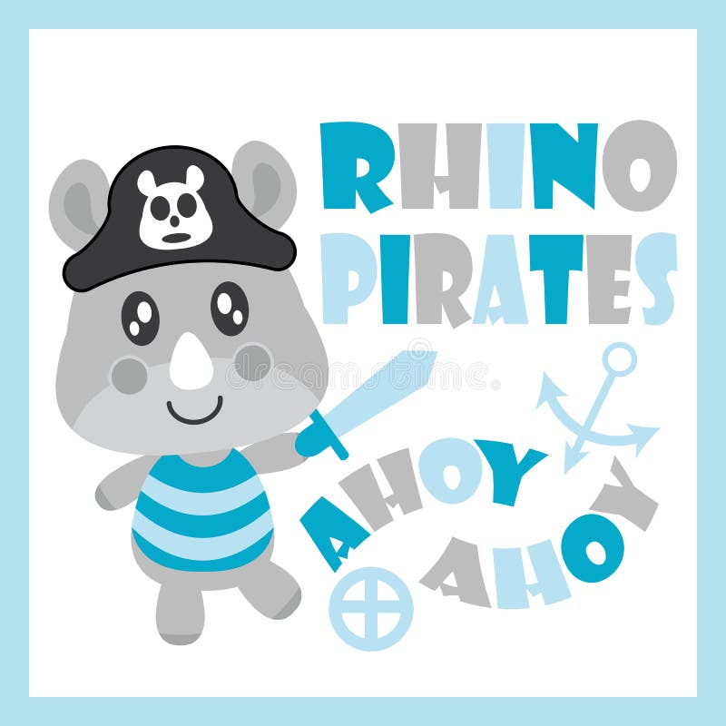 Nettes Babynashorn als Piraten vector Karikaturillustration für Babypartykartendesign, Kindert-shirt Design stock abbildung Nettes Babynashorn als Piraten vector Karikaturillustration für Babypartykartendesign, Kindert-shirt Design stock abbildung