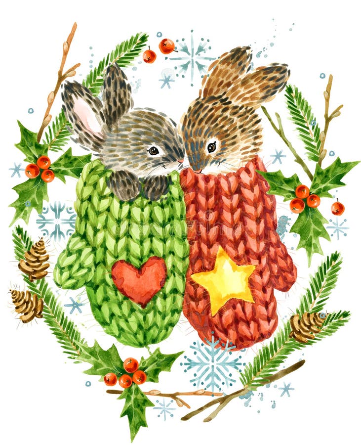 Nettes Kaninchen Sankt Klaus, Himmel, Frost, Beutel Waldtier Aquarellwinter-Waldillustration Weihnachtskranzrahmen Aquarellwinter lizenzfreie abbildung Nettes Kaninchen Sankt Klaus, Himmel, Frost, Beutel Waldtier Aquarellwinter-Waldillustration Weihnachtskranzrahmen Aquarellwinter lizenzfreie abbildung