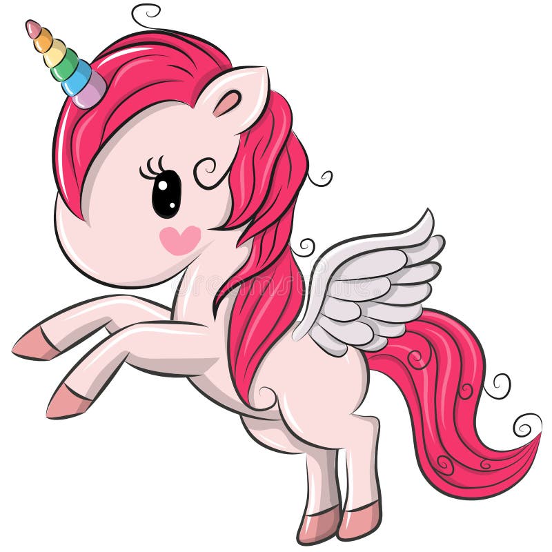 Nettes Karikatur-Einhorn auf einem weißen Hintergrund lizenzfreie abbildung Nettes Karikatur-Einhorn auf einem weißen Hintergrund lizenzfreie abbildung