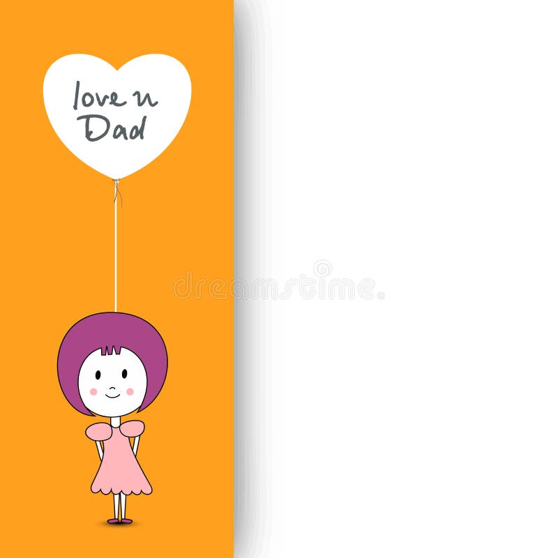 Nettes kleines Mädchen, das einen Ballon hat Textliebe Sie Vati hält und lizenzfreie abbildung Nettes kleines Mädchen, das einen Ballon hat Textliebe Sie Vati hält und lizenzfreie abbildung