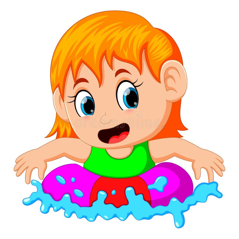 Nettes kleines Mädchen, das in einen Ring in einem Swimmingpool schwimmt vektor abbildung Nettes kleines Mädchen, das in einen Ring in einem Swimmingpool schwimmt vektor abbildung