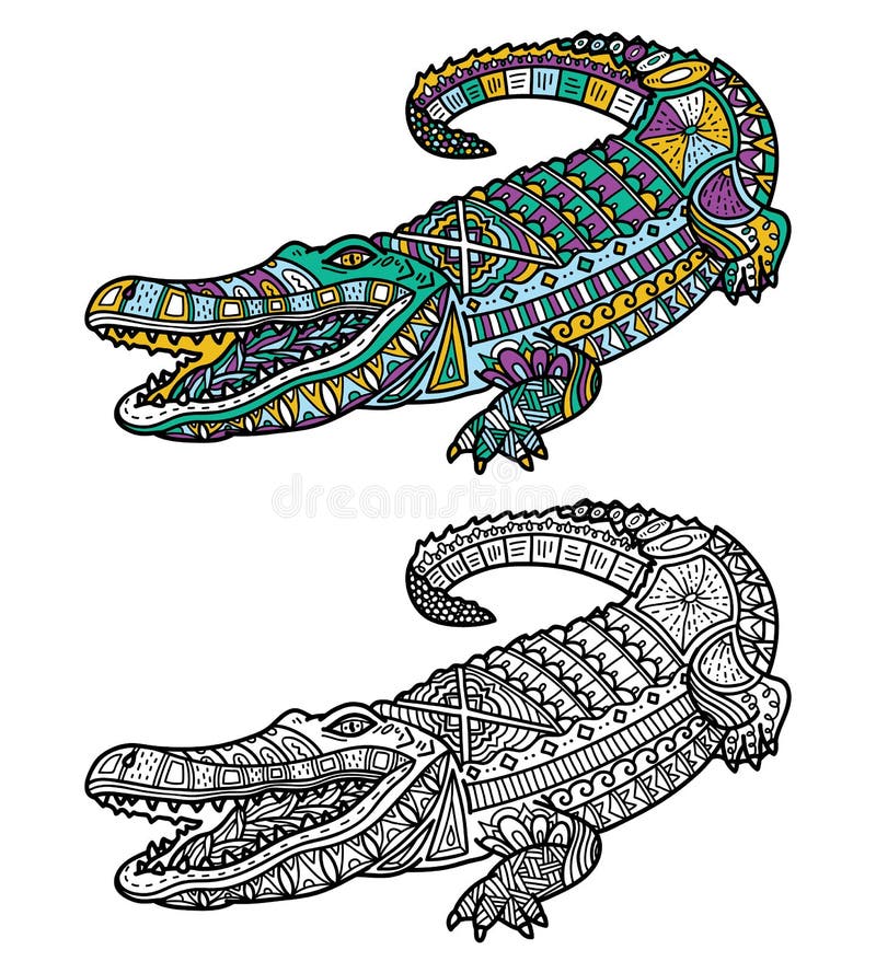 Krokodil Zentangle Stilisierte, Vector, Illustration