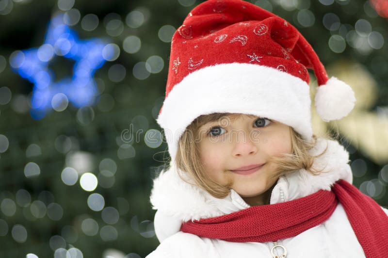Nettes Mädchen am Weihnachten stockbilder