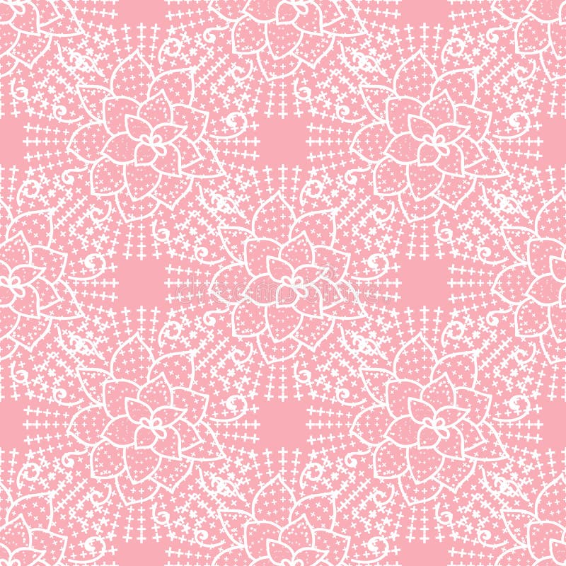 Nettes nahtloses Muster des Vektors Übergeben Sie zeichnende Spitze der weißen Blume auf rosa Hintergrund stock abbildung Nettes nahtloses Muster des Vektors Übergeben Sie zeichnende Spitze der weißen Blume auf rosa Hintergrund stock abbildung