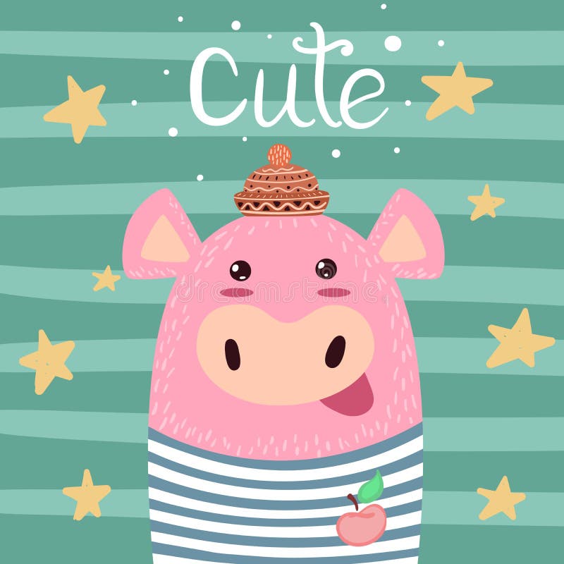 Nettes Schwein, Schweinefleischillustration Symbol des Jahres 2019 vektor abbildung Nettes Schwein, Schweinefleischillustration Symbol des Jahres 2019 vektor abbildung