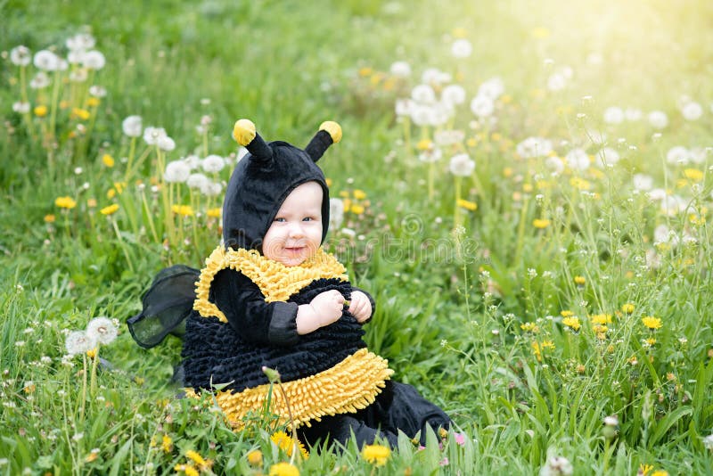 cute and cheerful portrait of little child sitting in blooming flowers of dandelion in yellow bee costume. concept nature and imagination. baby girl dressed as a bee. honey allergy, spring, beautiful, happiness, caucasian, grass, smile, kid, childhood, halloween, adorable, young, joy, meadow, fun, person, wasp, small, infant, insect, outside, park, fly, wings, sweet, bumblebee, female, pretty, expression, face, attractive, holiday, funny, green, horizontal. cute and cheerful portrait of little child sitting in blooming flowers of dandelion in yellow bee costume. concept nature and imagination. baby girl dressed as a bee. honey allergy, spring, beautiful, happiness, caucasian, grass, smile, kid, childhood, halloween, adorable, young, joy, meadow, fun, person, wasp, small, infant, insect, outside, park, fly, wings, sweet, bumblebee, female, pretty, expression, face, attractive, holiday, funny, green, horizontal