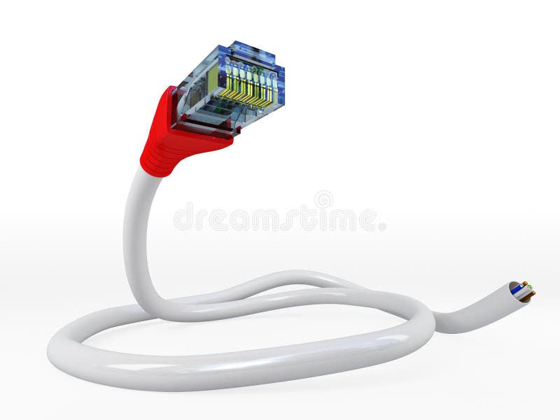 Netto kabel Macro schot van netwerkaansluting stop LAN de kabel van Ethernet RJ45 van de netwerkverbinding op wit wordt geïsoleer stock illustratie Netto kabel Macro schot van netwerkaansluting stop LAN de kabel van Ethernet RJ45 van de netwerkverbinding op wit wordt geïsoleer stock illustratie