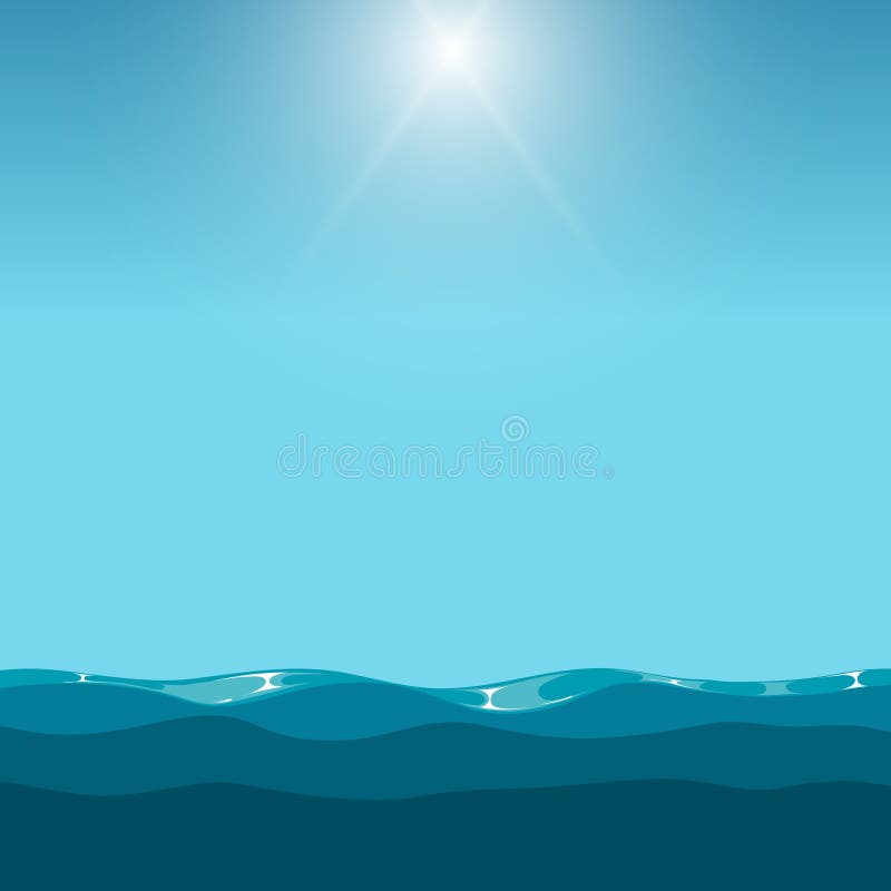 Nettoyez le ciel bleu au-dessus du fond d'océan illustration de vecteur Nettoyez le ciel bleu au-dessus du fond d'océan illustration de vecteur
