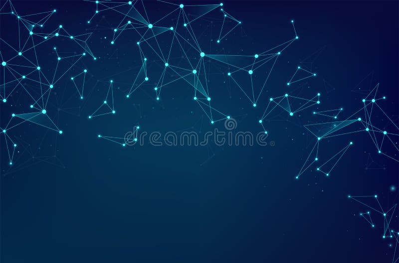 Netwerk abstracte verbindingen met punten en lijnen op blauwe achtergrond Wireframe van netwerkmededelingen royalty-vrije illustratie Netwerk abstracte verbindingen met punten en lijnen op blauwe achtergrond Wireframe van netwerkmededelingen royalty-vrije illustratie