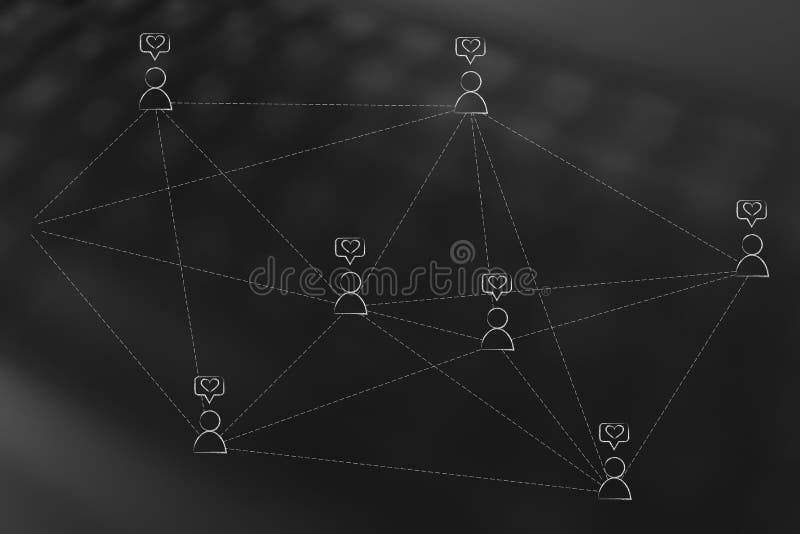 Netwerk van aanhangers met gelijkaardig die pictogram aan elkaar wordt verbonden stock illustratie Netwerk van aanhangers met gelijkaardig die pictogram aan elkaar wordt verbonden stock illustratie