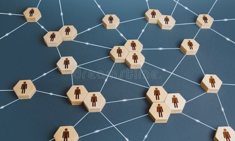 Netwerk van onderling verbonden personen. interacties tussen werknemers en werkgroepen. sociale bedrijfsverbindingen. netwerkvormi Netwerk van onderling verbonden personen. interacties tussen werknemers en werkgroepen. sociale bedrijfsverbindingen. netwerkvormi