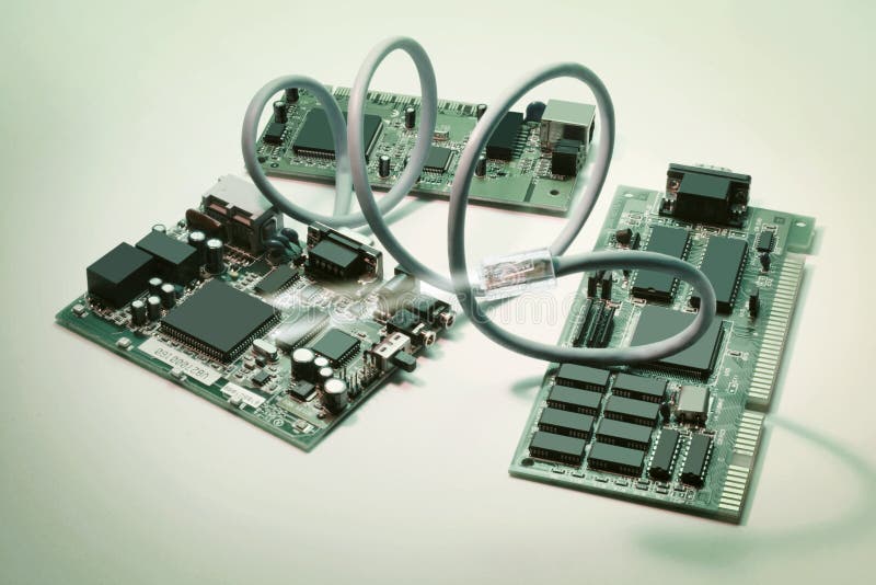 Network Cable on Circuit Boards Stock Photo Image of chips, life