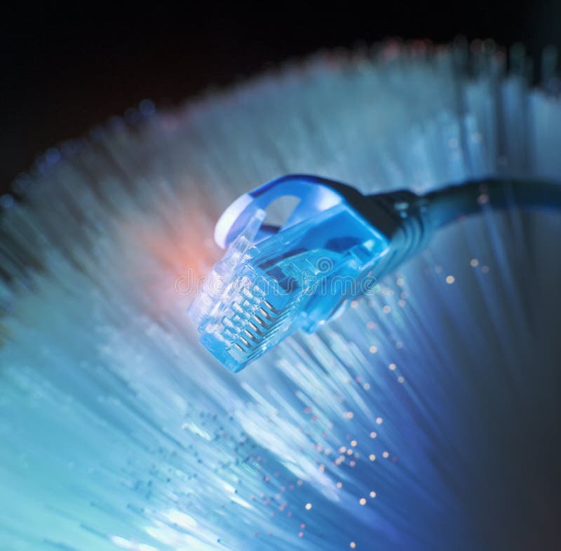 Network cables with fiber optical technology background,Communication Concept royalty free stock images
