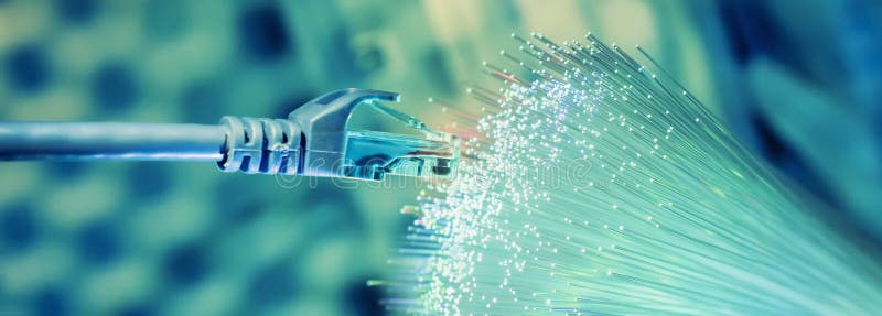 Network cables with fiber optical technology background royalty free stock photos
