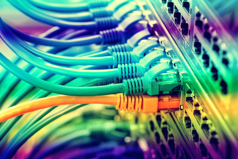 290 Closeup Fiber Optical Network Hub Cables Stock Photos Free