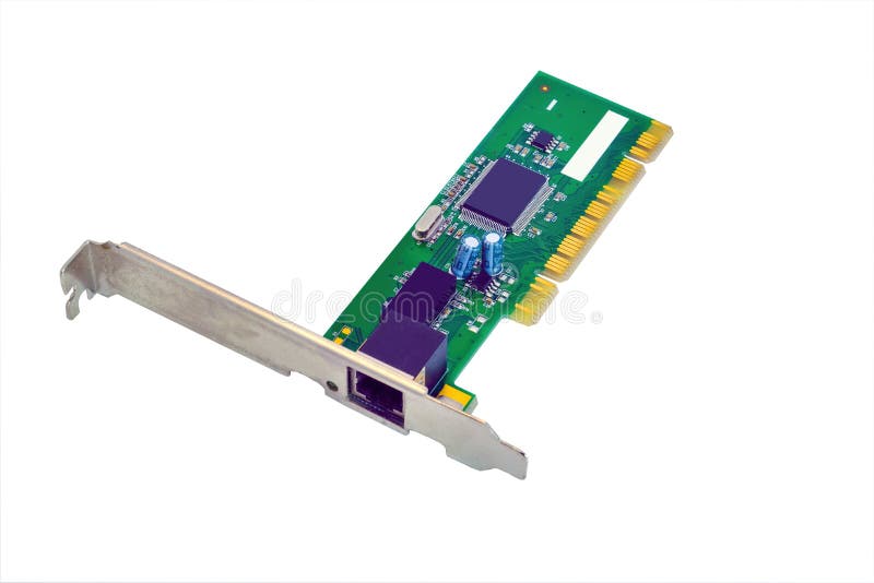 Network Card for Desktop Computers Isolate on a White Background Closeup Stock Photo Image of