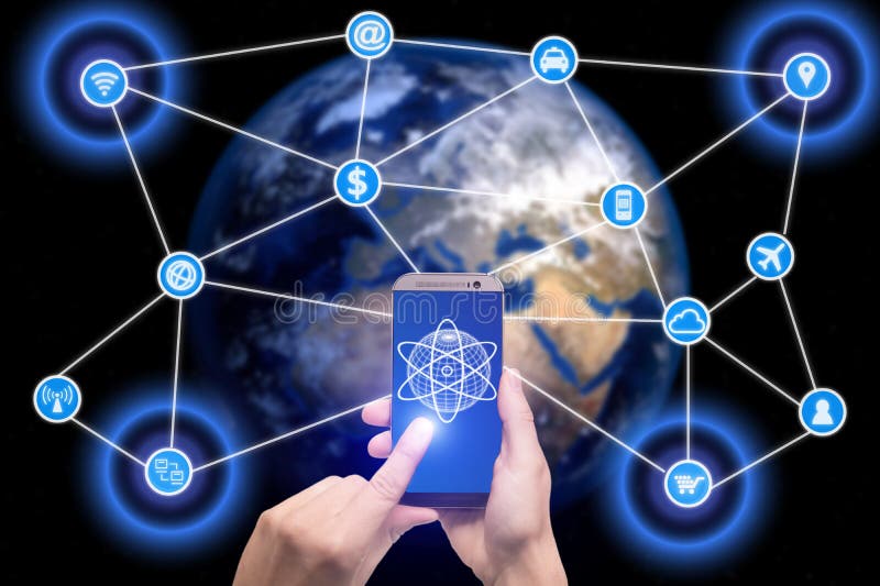 Network of connected mobile devices such as smart phone, tablet, thermostat or smart home. Internet of things and mobile stock photography Network of connected mobile devices such as smart phone, tablet, thermostat or smart home. Internet of things and mobile stock photography