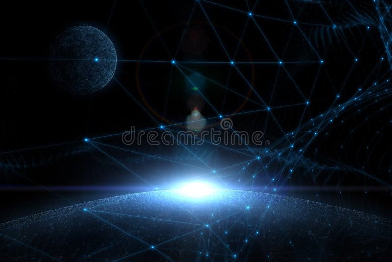 Network connection lines with sphere illustration stock illustration