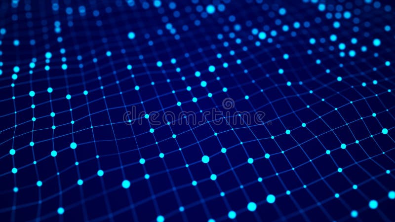 Network connection structure. Abstract technology wave background. Big data digital background. 3d rendering stock illustration