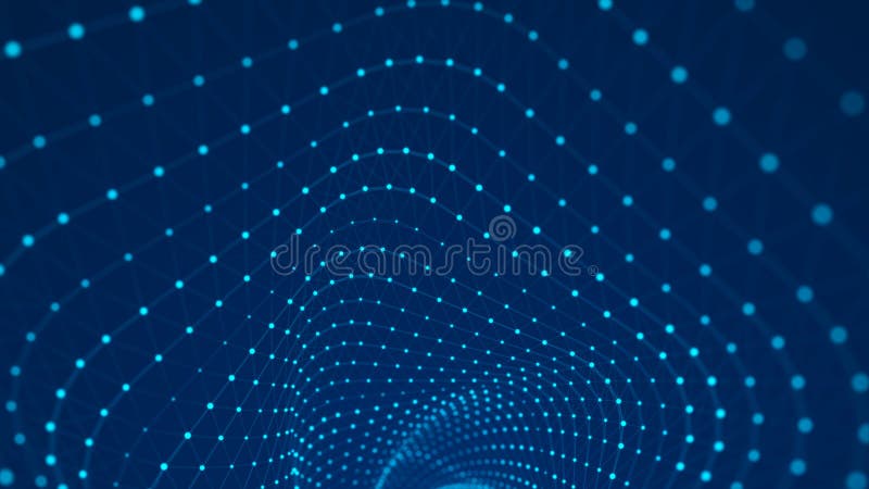 Network connection structure. Abstract technology wave background. Big data digital background. 3d rendering stock illustration