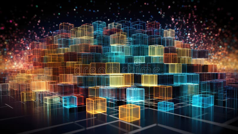 Network data cube royalty free illustration