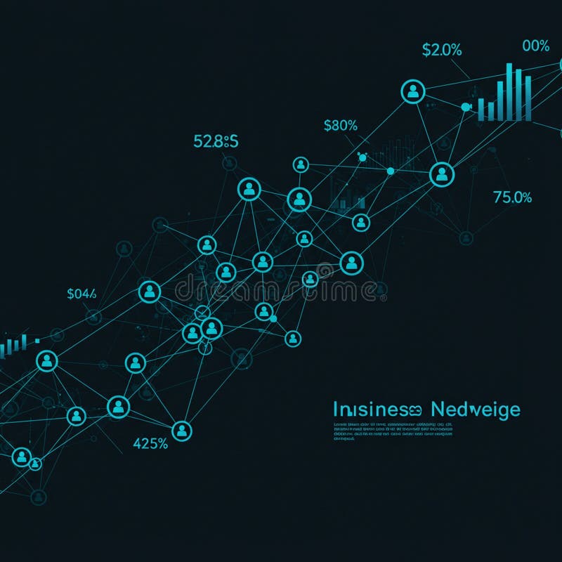 Network diagram featuring nodes connected by lines, resembling a digital network or stock illustration