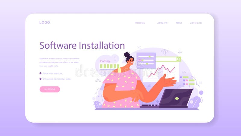 Network engineer web banner or landing page. Specialist setting up, developing and maintaining computer networks. Administrator working in data center. Flat vector illustration