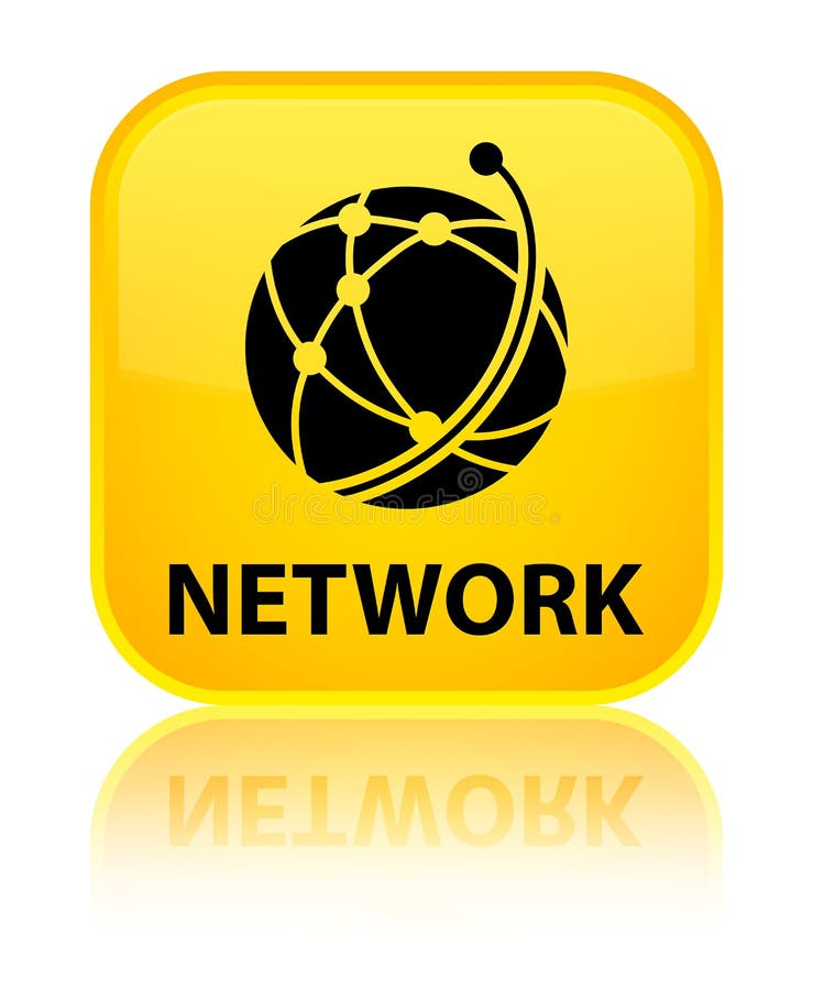 Network (global Network Icon) Special Yellow Square Button Stock