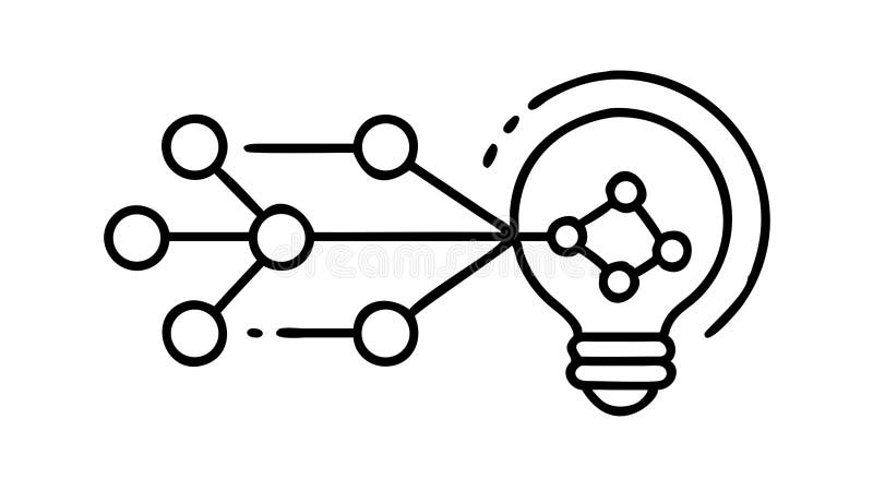 Network Idea Icon Vector Outline with Lightbulb and Connections, vector design Generative AI royalty free illustration