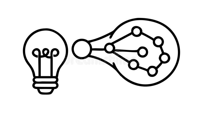 Network Idea Lightbulb, Connected Innovation Insight, vector design Generative AI stock illustration