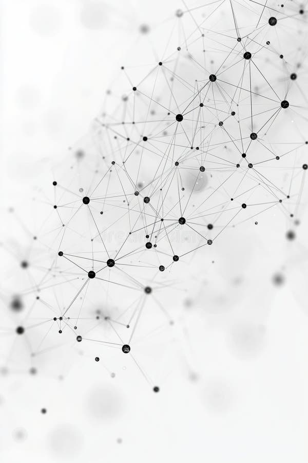 Network of interconnected dots forming a complex structure on a white background royalty free illustration
