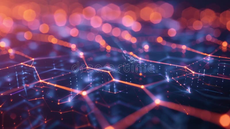 A network of interconnected hexagons representing the harmonious collaboration and interconnectedness of different stock image