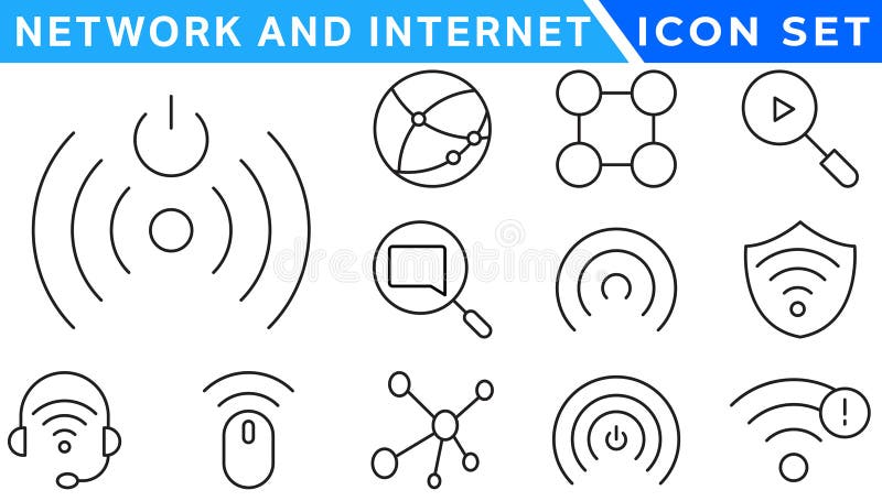 Network and Internet outline icons. linear icon collection for online, computer, network, website, server, web design, hardware vector illustration