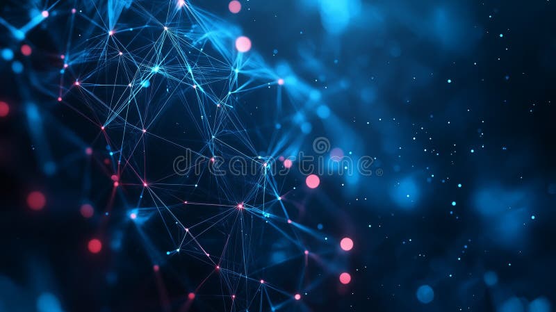 Network of lines connecting glowing dots forming abstract background royalty free illustration