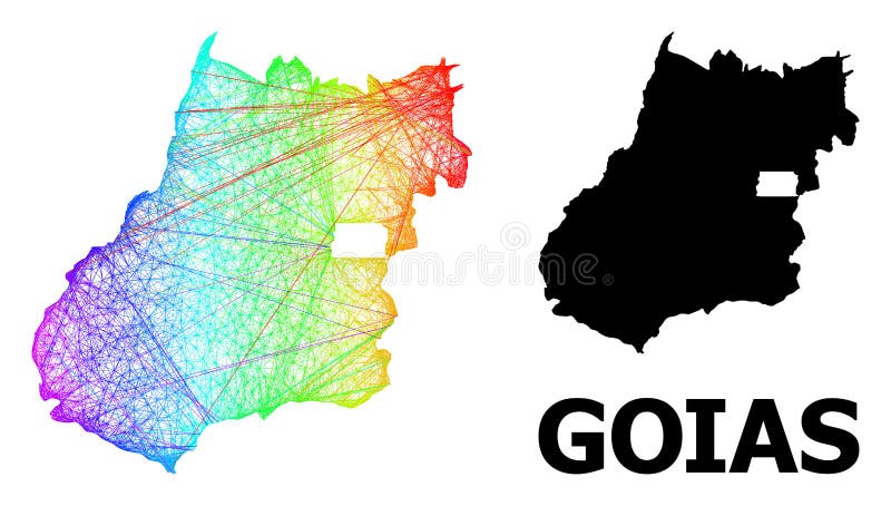 Network Map of Goias State with Rainbow Colored Gradient royalty free illustration