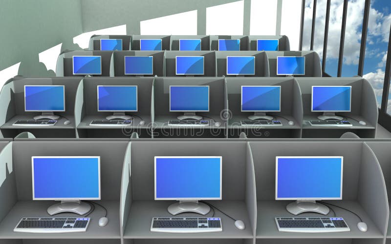 Network in office room stock illustration